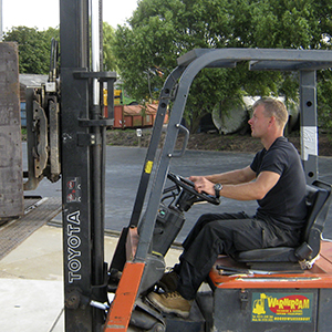 Employee on a forklift truck